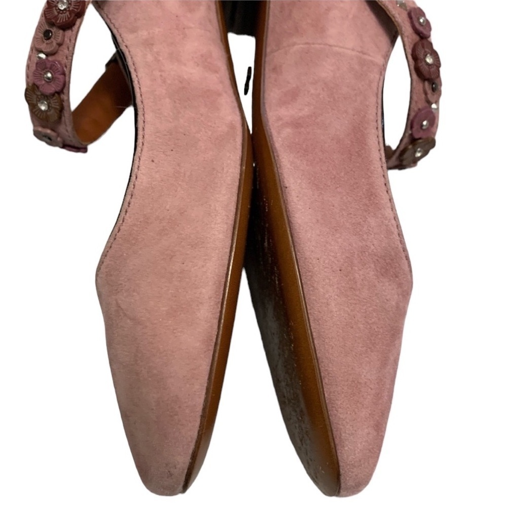 COACH Dusty Rose Flower Stud Suede Leather Mary Jane Flats Size 5.5 NWOB - Picture 8 of 13